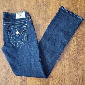 True Religion Women's Sz 29 World Tour Straight Leg Denim Blue Jeans
